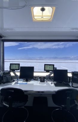 view from mobile air traffic control tower in winter