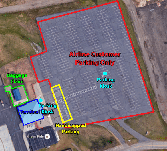 Image of the airline parking lot at FNL airport. Directions & Parking for FNL