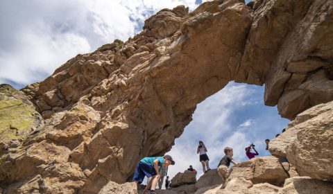 image of family hiking Devils Backbone