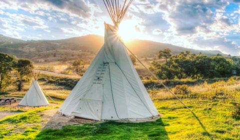 image of a teepee at Flatiron Resevoir