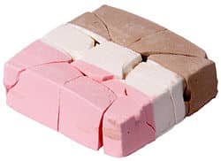 Image of freeze dried Neapolitan ice cream. 