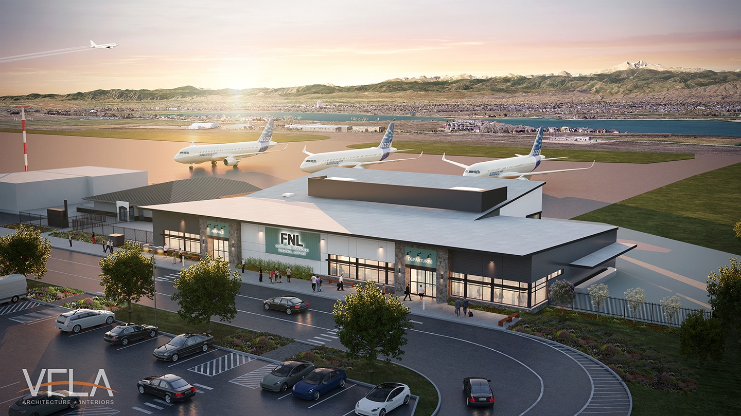 Artist rendering for the reduced scope option 4 for the new Airline Terminal Design